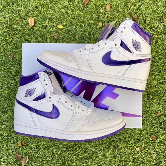 Jordan Shoes - Nike Air Jordan 1 retro high top white purple shoe